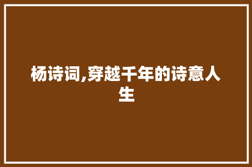 杨诗词,穿越千年的诗意人生