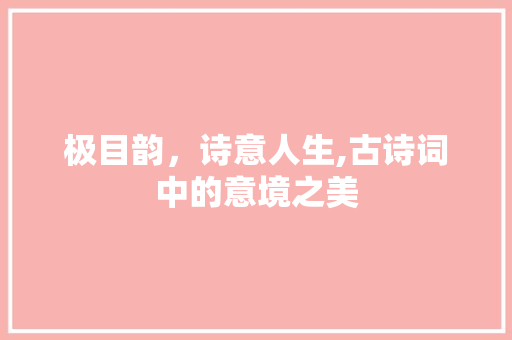 极目韵，诗意人生,古诗词中的意境之美