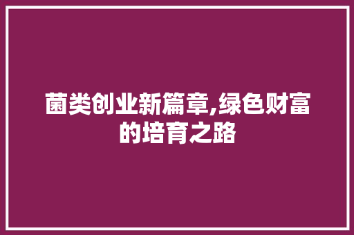 菌类创业新篇章,绿色财富的培育之路