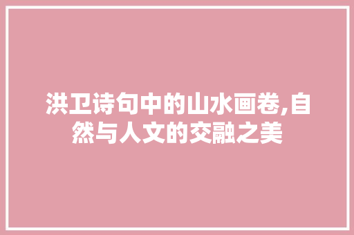洪卫诗句中的山水画卷,自然与人文的交融之美 个人简历