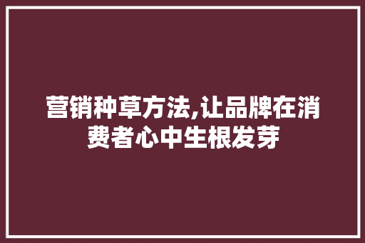营销种草方法,让品牌在消费者心中生根发芽