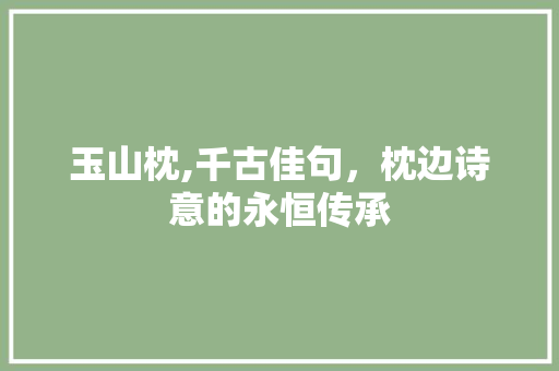 玉山枕,千古佳句，枕边诗意的永恒传承
