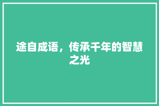 途自成语，传承千年的智慧之光 演讲稿