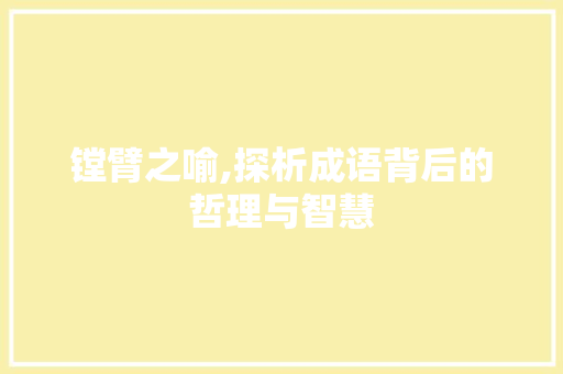 镗臂之喻,探析成语背后的哲理与智慧