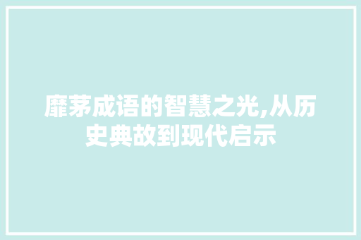 靡茅成语的智慧之光,从历史典故到现代启示