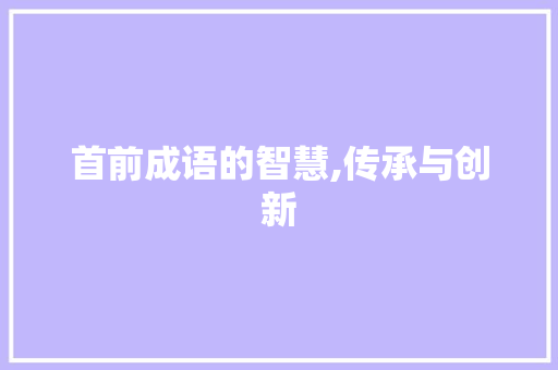 首前成语的智慧,传承与创新