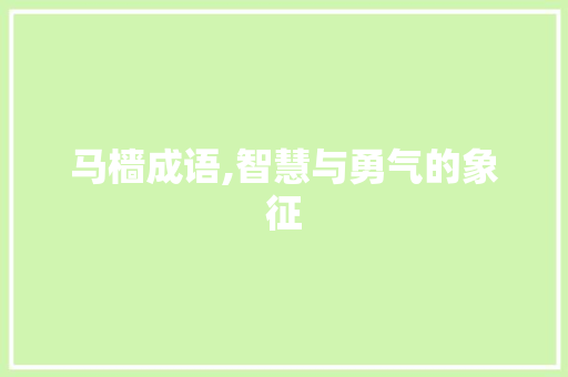 马樯成语,智慧与勇气的象征 名人名言