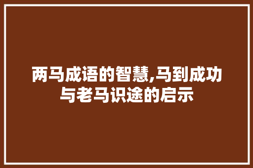 两马成语的智慧,马到成功与老马识途的启示