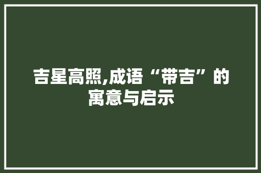 吉星高照,成语“带吉”的寓意与启示