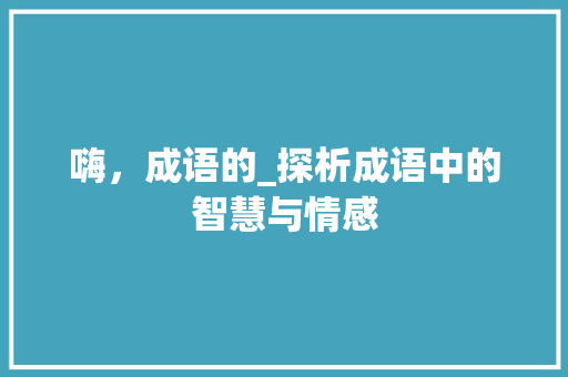 嗨，成语的_探析成语中的智慧与情感