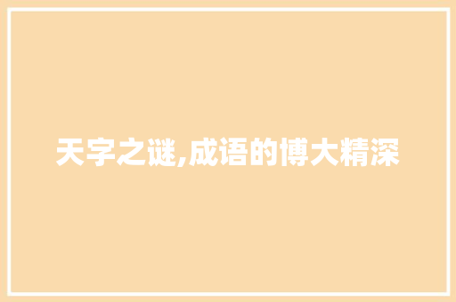 天字之谜,成语的博大精深