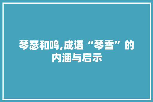 琴瑟和鸣,成语“琴雪”的内涵与启示