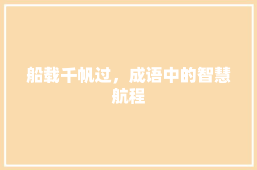 船载千帆过，成语中的智慧航程