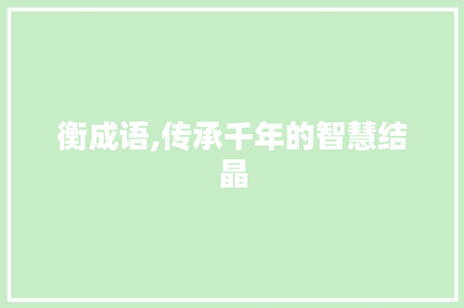 衡成语,传承千年的智慧结晶