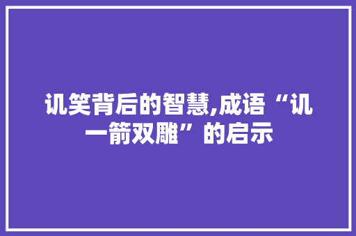 讥笑背后的智慧,成语“讥一箭双雕”的启示 工作总结