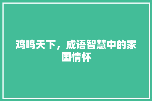 鸡鸣天下，成语智慧中的家国情怀