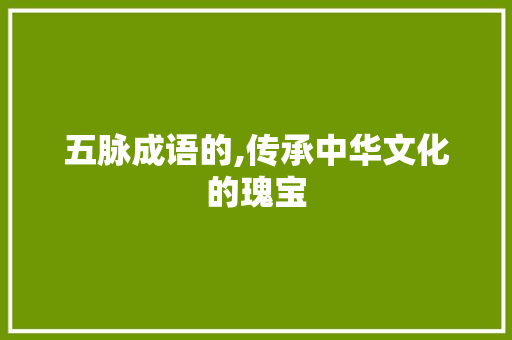 五脉成语的,传承中华文化的瑰宝