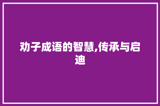 劝子成语的智慧,传承与启迪