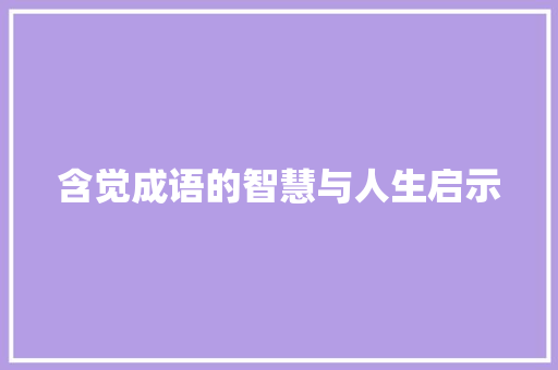 含觉成语的智慧与人生启示