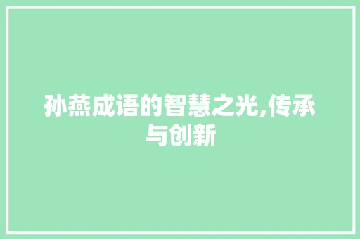 孙燕成语的智慧之光,传承与创新