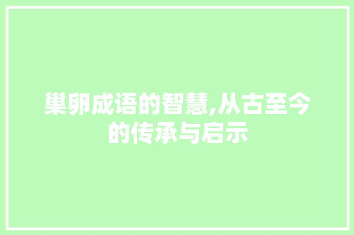 巢卵成语的智慧,从古至今的传承与启示