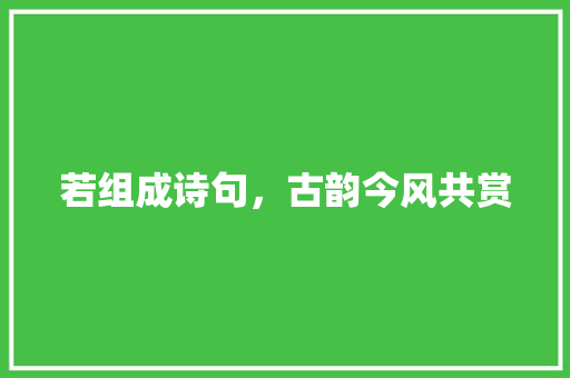 若组成诗句，古韵今风共赏