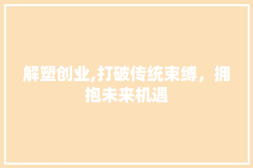解塑创业,打破传统束缚，拥抱未来机遇