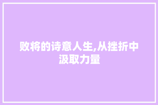 败将的诗意人生,从挫折中汲取力量