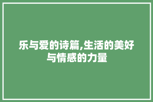 乐与爱的诗篇,生活的美好与情感的力量