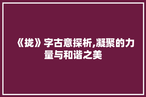 《拢》字古意探析,凝聚的力量与和谐之美