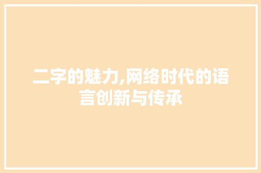二字的魅力,网络时代的语言创新与传承 工作总结