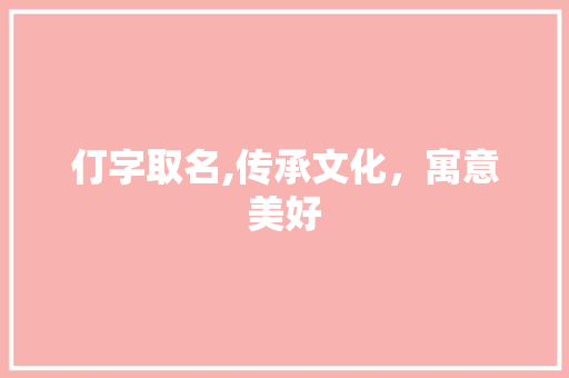 仃字取名,传承文化，寓意美好