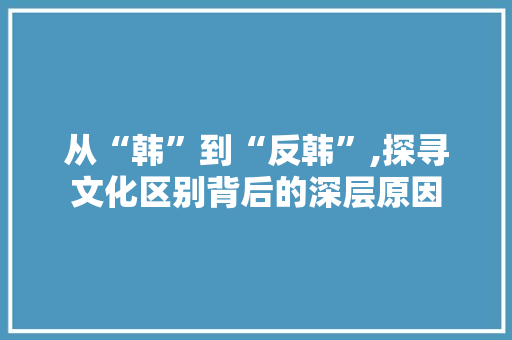 从“韩”到“反韩”,探寻文化区别背后的深层原因