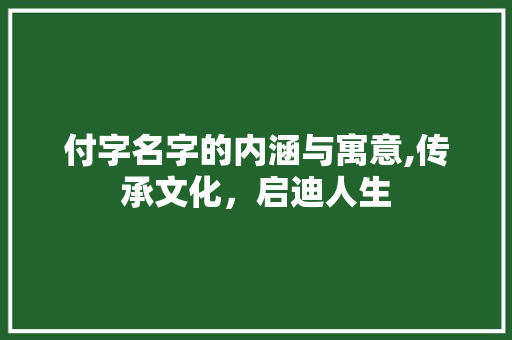付字名字的内涵与寓意,传承文化，启迪人生