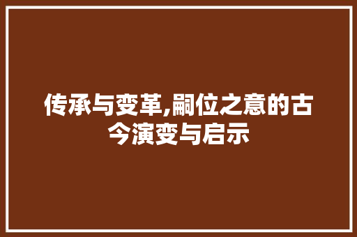 传承与变革,嗣位之意的古今演变与启示