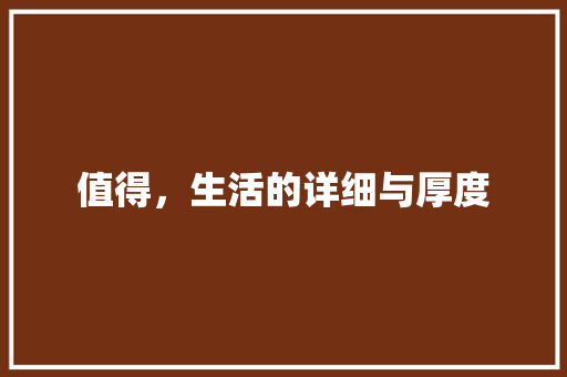 值得，生活的详细与厚度