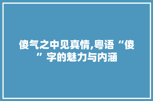 傻气之中见真情,粤语“傻”字的魅力与内涵