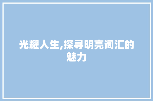 光耀人生,探寻明亮词汇的魅力