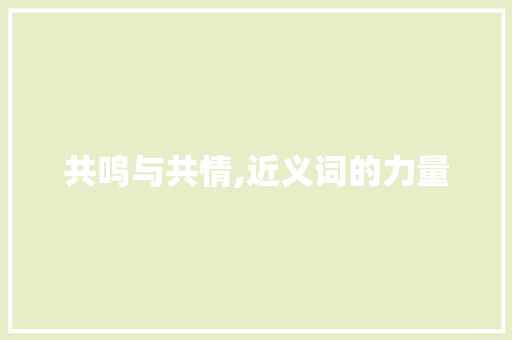 共鸣与共情,近义词的力量