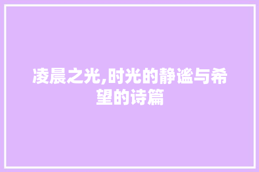 凌晨之光,时光的静谧与希望的诗篇