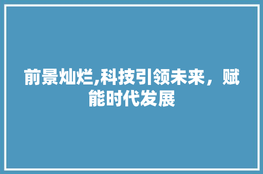前景灿烂,科技引领未来，赋能时代发展