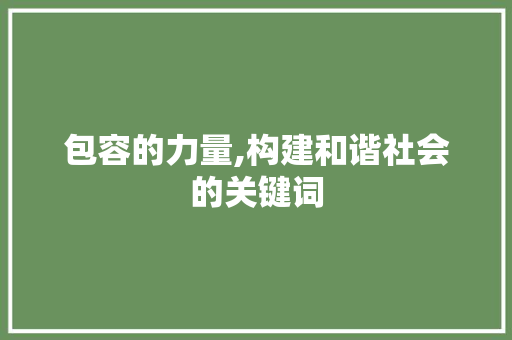 包容的力量,构建和谐社会的关键词