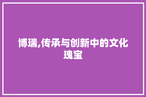 博瑞,传承与创新中的文化瑰宝