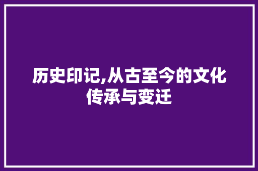 历史印记,从古至今的文化传承与变迁