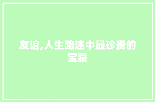 友谊,人生路途中最珍贵的宝藏