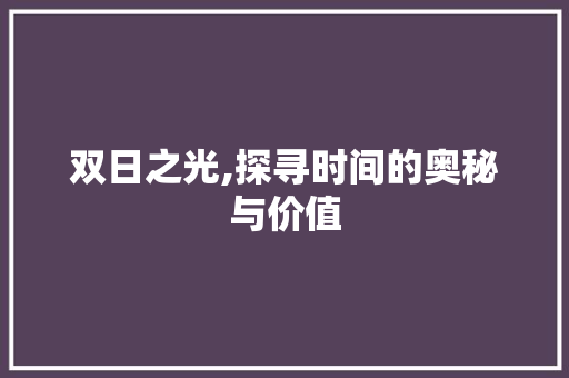 双日之光,探寻时间的奥秘与价值