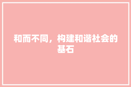 和而不同，构建和谐社会的基石