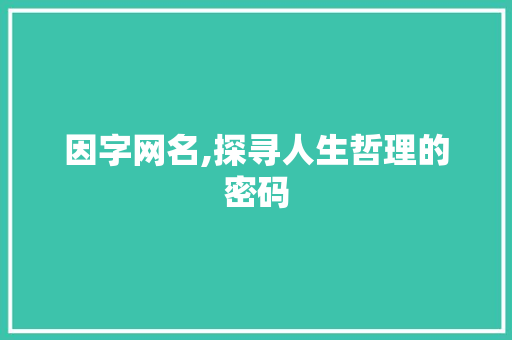 因字网名,探寻人生哲理的密码 名人名言
