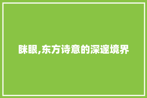 眯眼,东方诗意的深邃境界