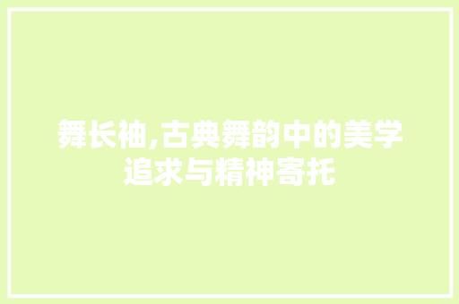 舞长袖,古典舞韵中的美学追求与精神寄托